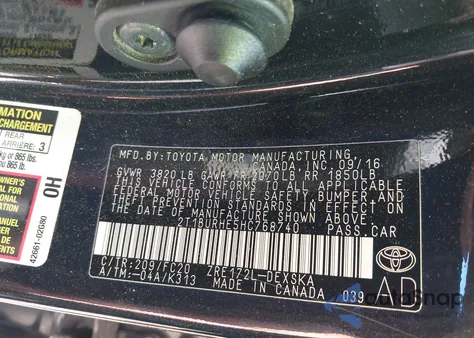 2017 Toyota Corolla Se from USA, damaged, VIN 2T1BURHE5HC768740